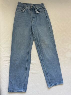 BDG high rise baggy jeans, light wash heavy weight denim